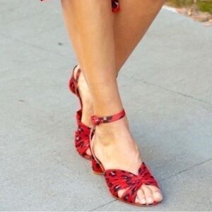 Cabi holiday Red Siren Sandal. short heel shoes women’s 8